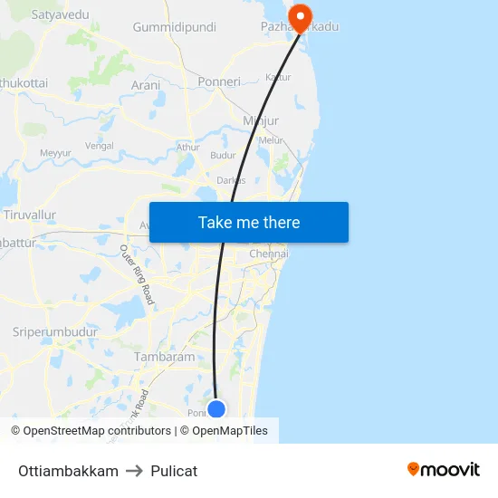 Ottiambakkam to Pulicat map