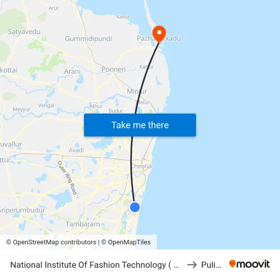 National Institute Of Fashion Technology ( N.I.F.T.) to Pulicat map