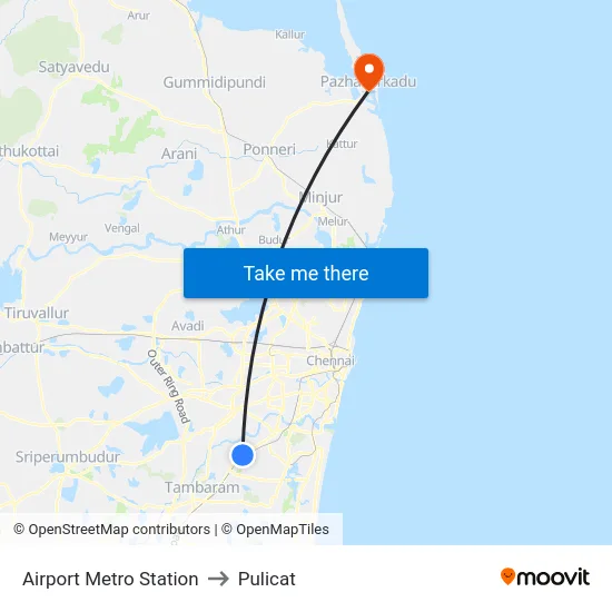Airport Metro Station to Pulicat map