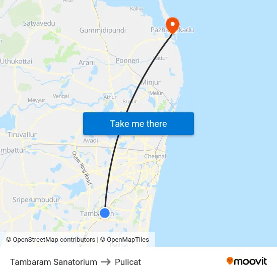 Tambaram Sanatorium to Pulicat map