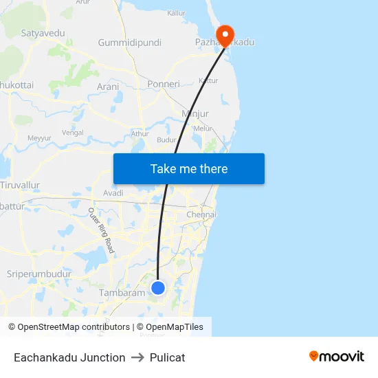 Eachankadu Junction to Pulicat map