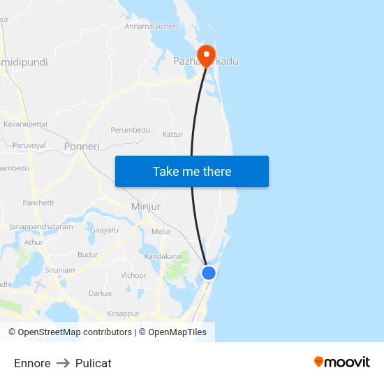 Ennore to Pulicat map