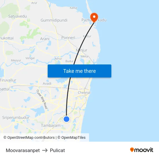 Moovarasanpet to Pulicat map