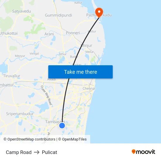 Camp Road to Pulicat map