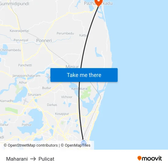 Maharani to Pulicat map