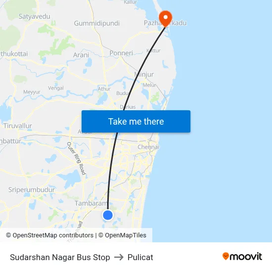 Sudarshan Nagar Bus Stop to Pulicat map