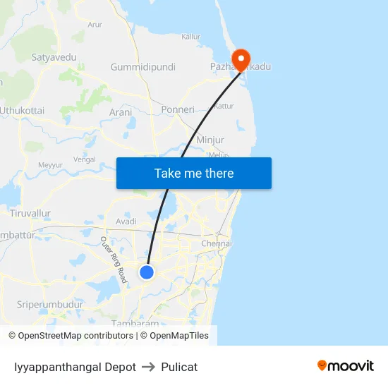 Iyyappanthangal Depot to Pulicat map