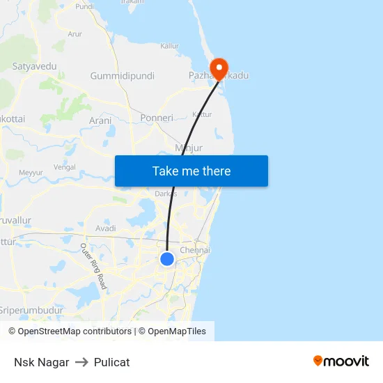 Nsk Nagar to Pulicat map