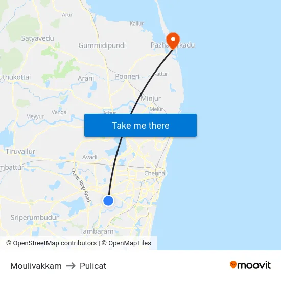 Moulivakkam to Pulicat map