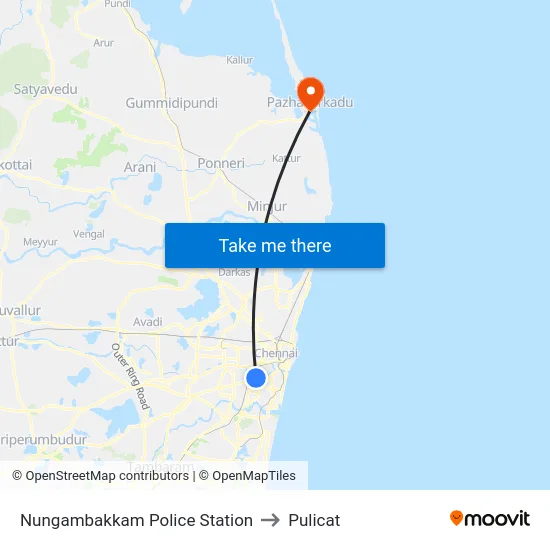 Nungambakkam Police Station to Pulicat map