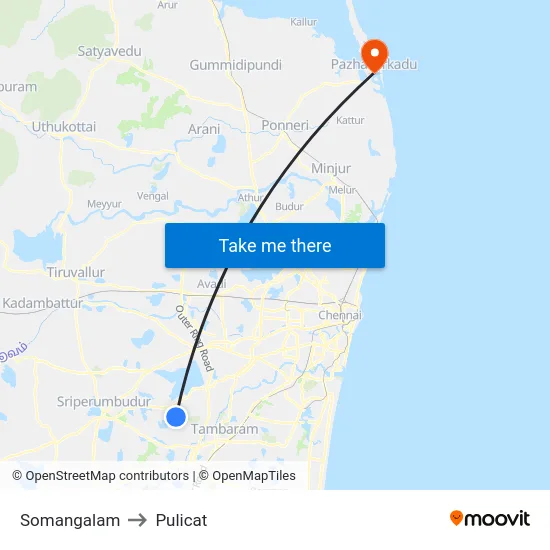 Somangalam to Pulicat map