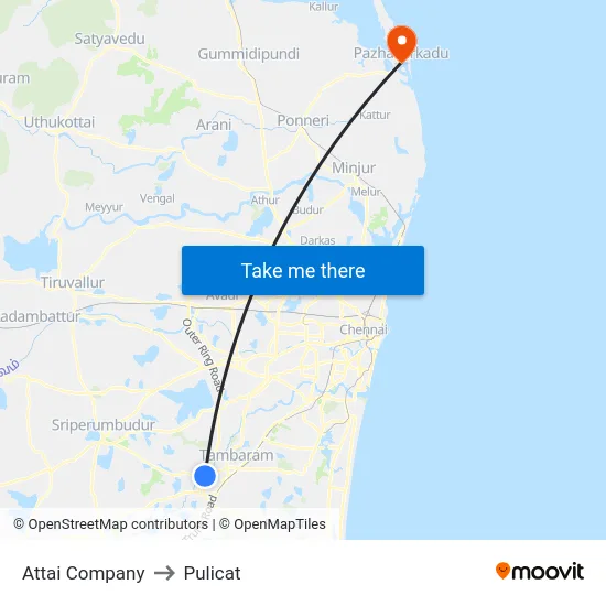 Attai Company to Pulicat map