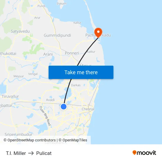 T.I. Miller to Pulicat map