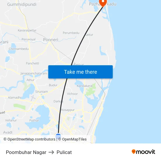 Poombuhar Nagar to Pulicat map