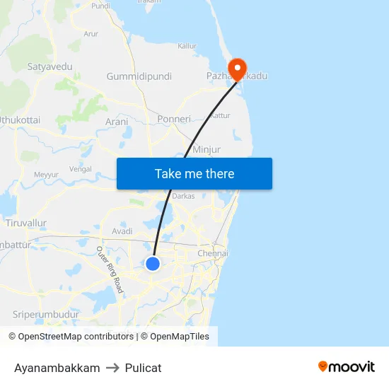 Ayanambakkam to Pulicat map