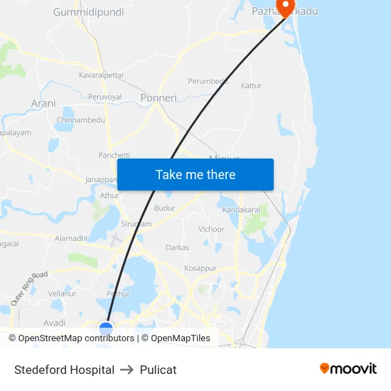 Stedeford Hospital to Pulicat map