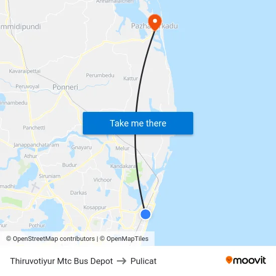 Thiruvotiyur Mtc Bus Depot to Pulicat map