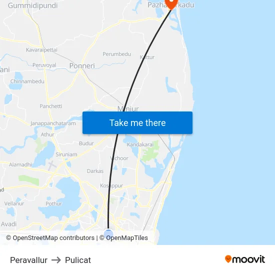 Peravallur to Pulicat map