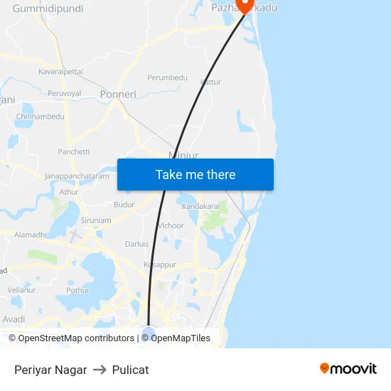 Periyar Nagar to Pulicat map