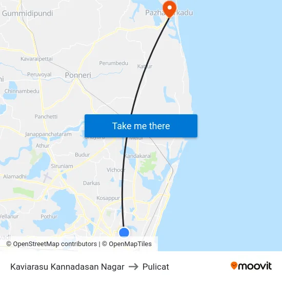 Kaviarasu Kannadasan Nagar to Pulicat map
