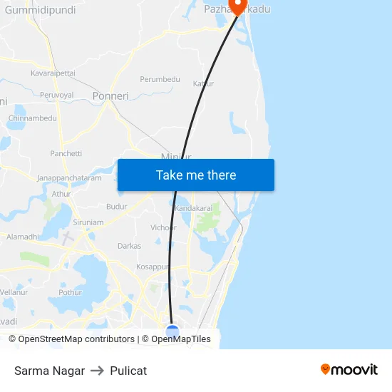 Sarma Nagar to Pulicat map