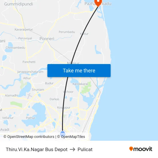 Thiru.Vi.Ka.Nagar Bus Depot to Pulicat map