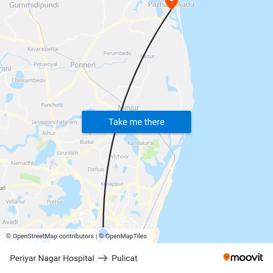 Periyar Nagar Hospital to Pulicat map