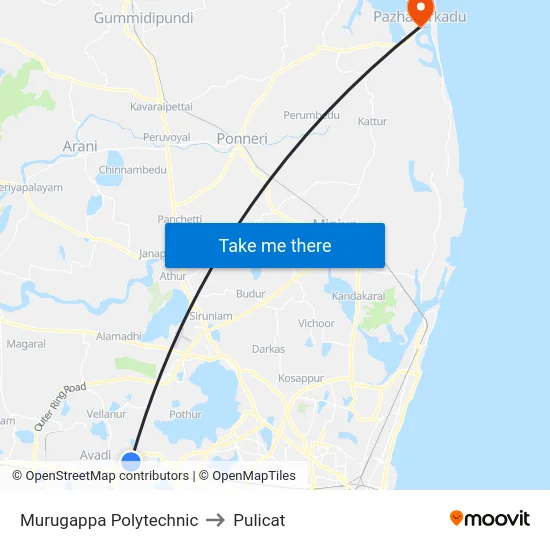 Murugappa Polytechnic to Pulicat map
