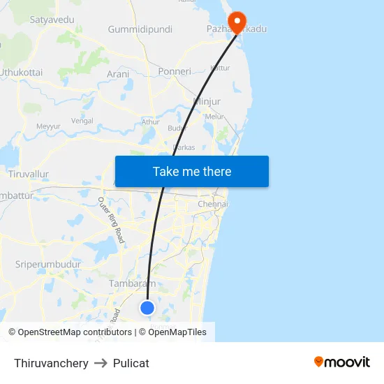 Thiruvanchery to Pulicat map