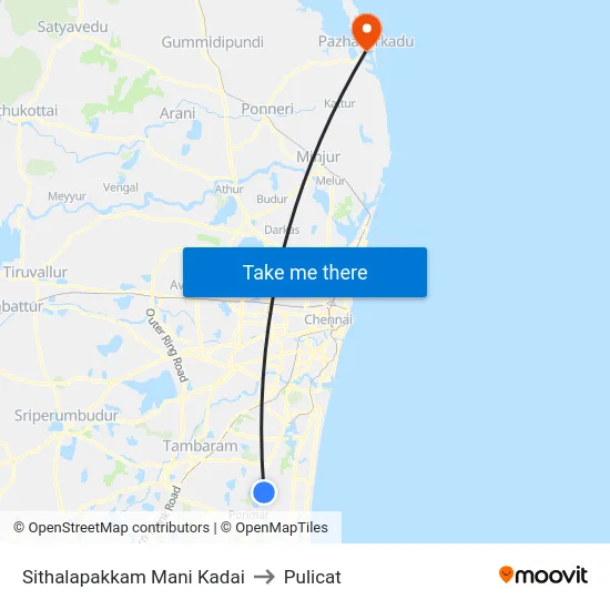 Sithalapakkam Mani Kadai to Pulicat map