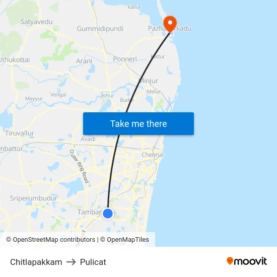 Chitlapakkam to Pulicat map