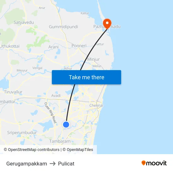 Gerugampakkam to Pulicat map