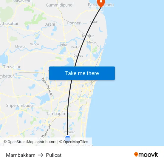 Mambakkam to Pulicat map