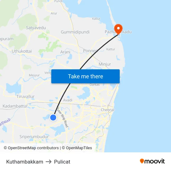 Kuthambakkam to Pulicat map