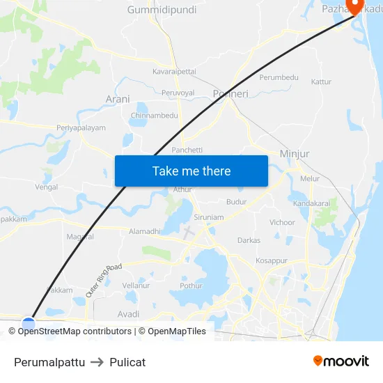 Perumalpattu to Pulicat map
