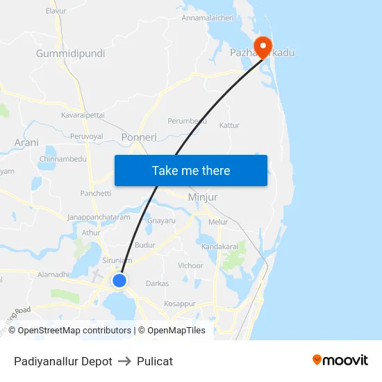 Padiyanallur Depot to Pulicat map