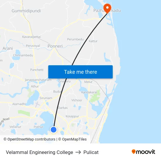 Velammal Engineering College to Pulicat map