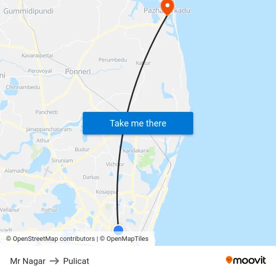 Mr Nagar to Pulicat map