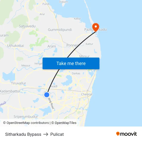 Sitharkadu Bypass to Pulicat map
