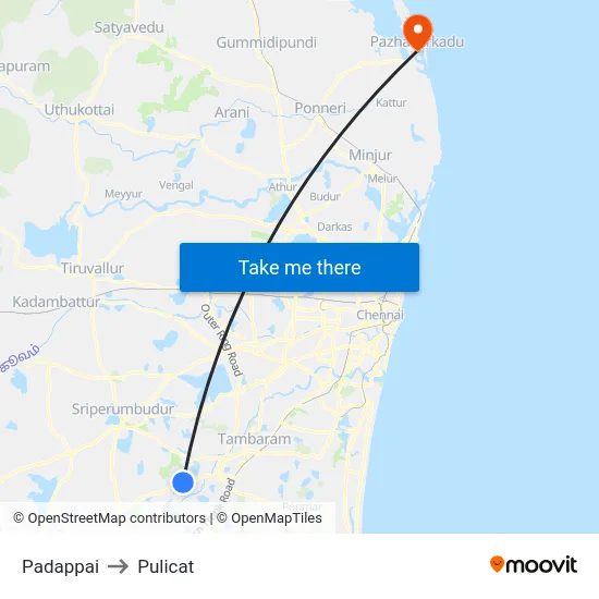 Padappai to Pulicat map