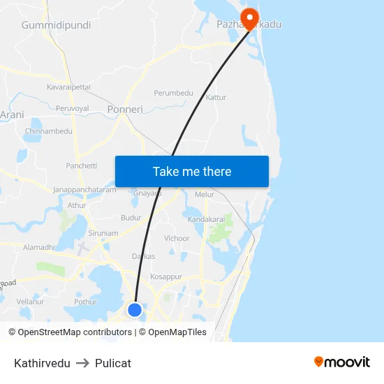 Kathirvedu to Pulicat map