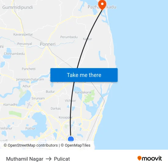 Muthamil Nagar to Pulicat map