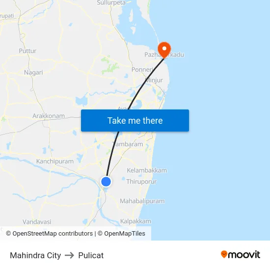 Mahindra City to Pulicat map