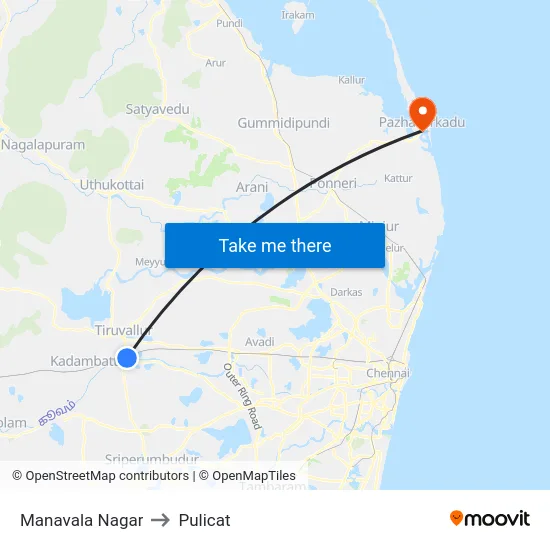 Manavala Nagar to Pulicat map