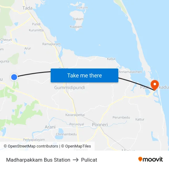 Madharpakkam Bus Station to Pulicat map