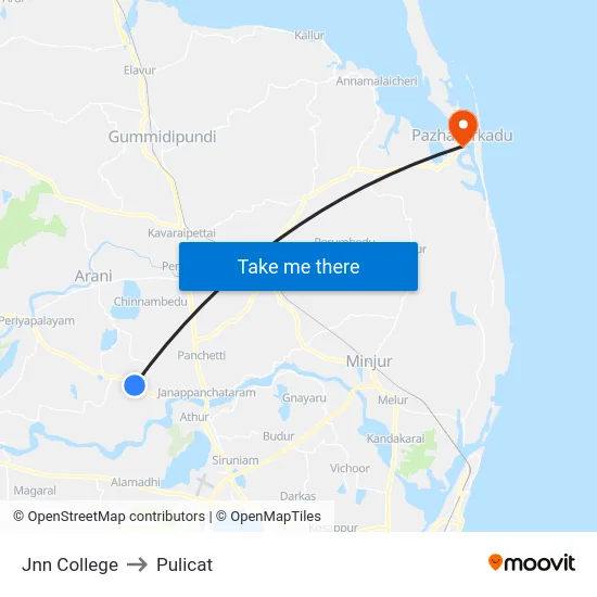 Jnn College to Pulicat map