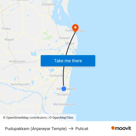 Pudupakkam (Anjaneyar Temple) to Pulicat map
