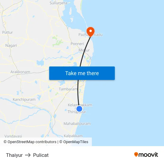 Thaiyur to Pulicat map