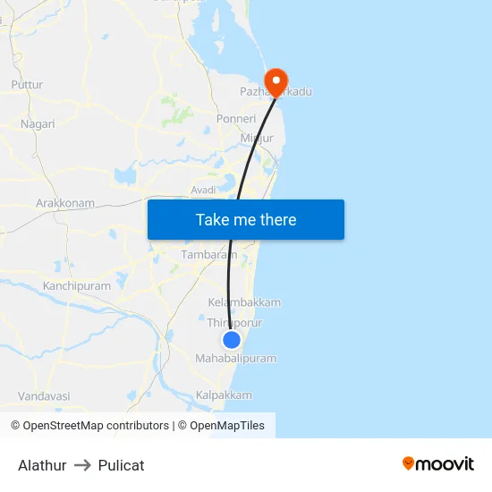Alathur to Pulicat map