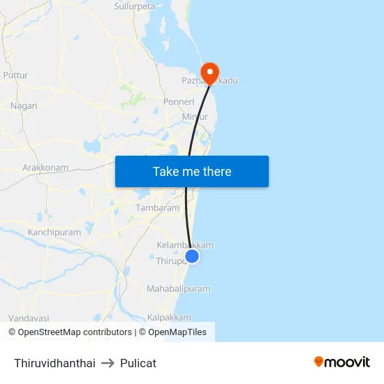 Thiruvidhanthai to Pulicat map